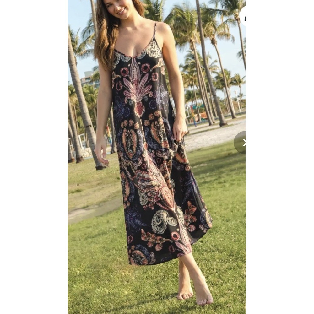 Natural Life Sadie Large Boho Floral Spaghetti Strap Maxi Midi Dress Indie Fall
